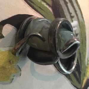 Vintage "Fork" Ring With Natural Stone